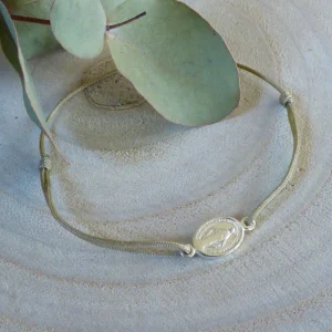 Bracelet lien médaille miraculeuse argent